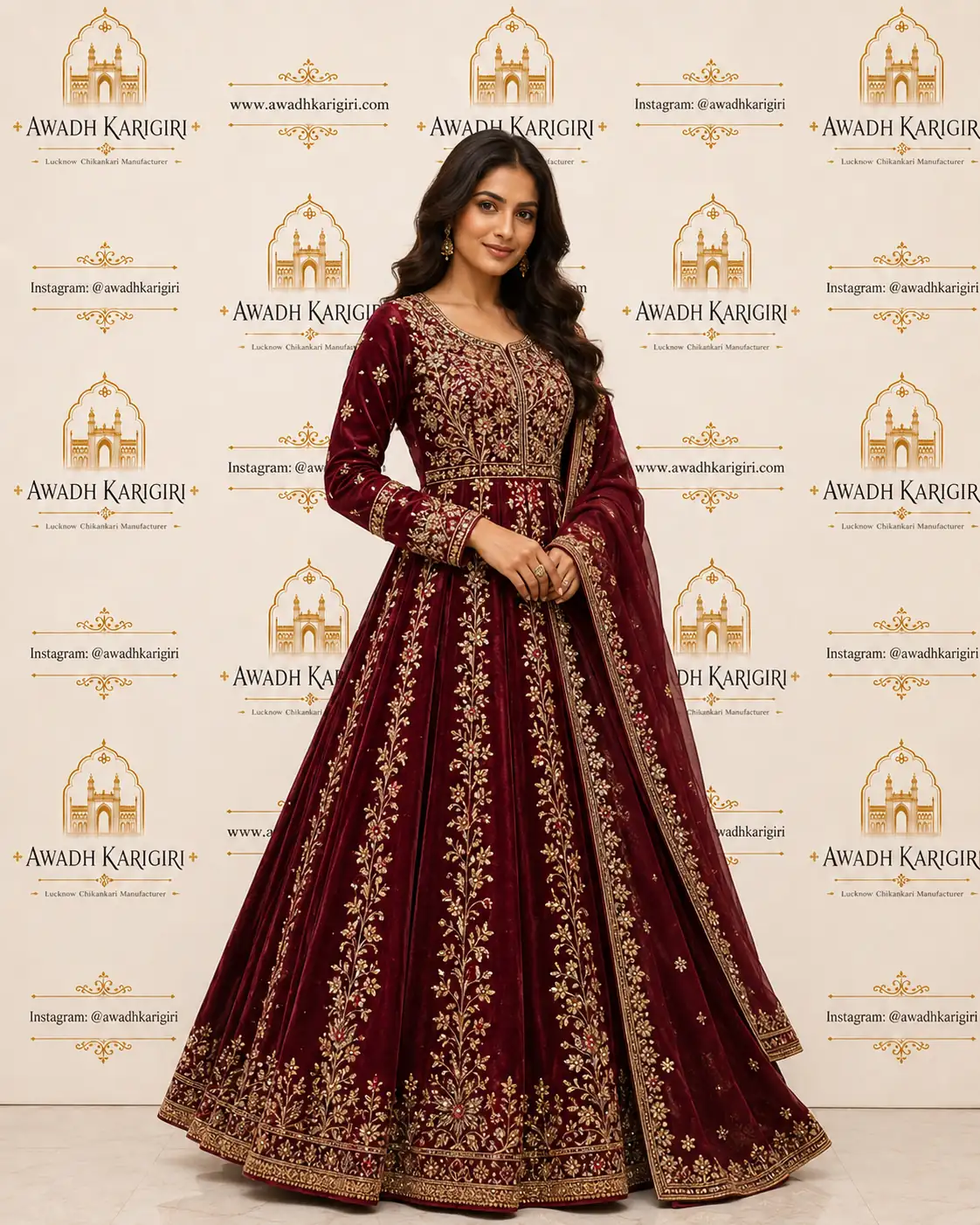 Maroon Zardozi Anarkali