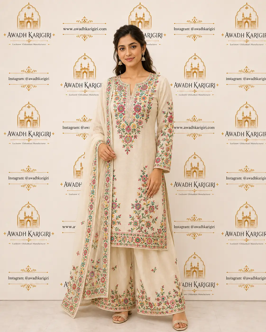 Floral Embroidered Suit Set