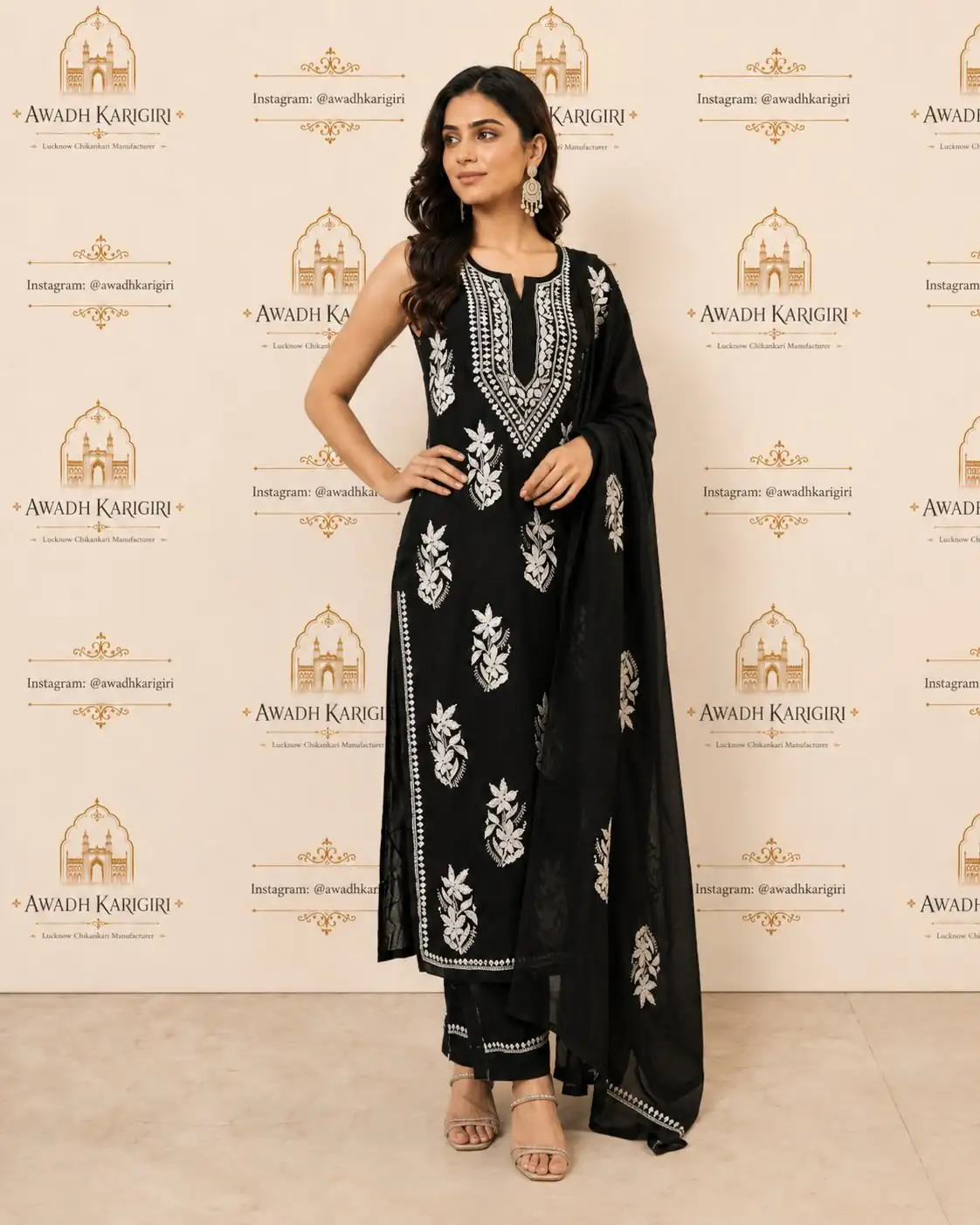 Black Embroidered Suit Set