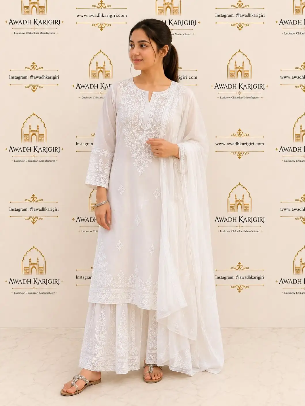 White Embroidered Suit Set
